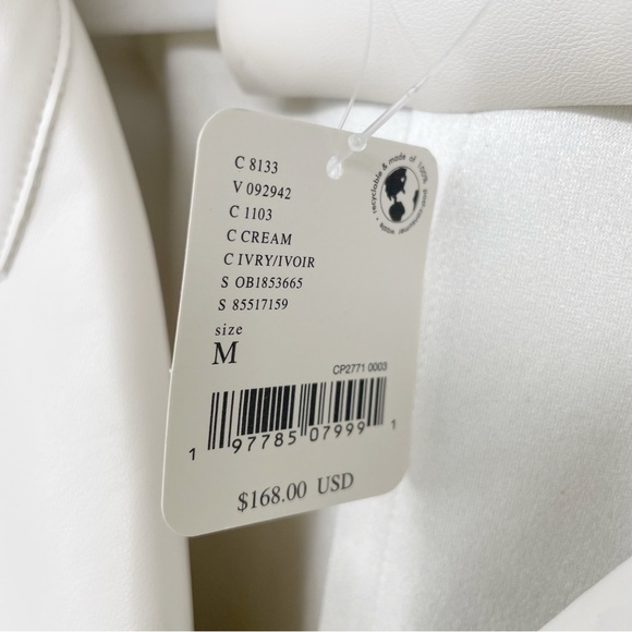 Free People Alexis Vegan Leather Moto Jacket NWT Cream White Boxy - Picture 11 of 16